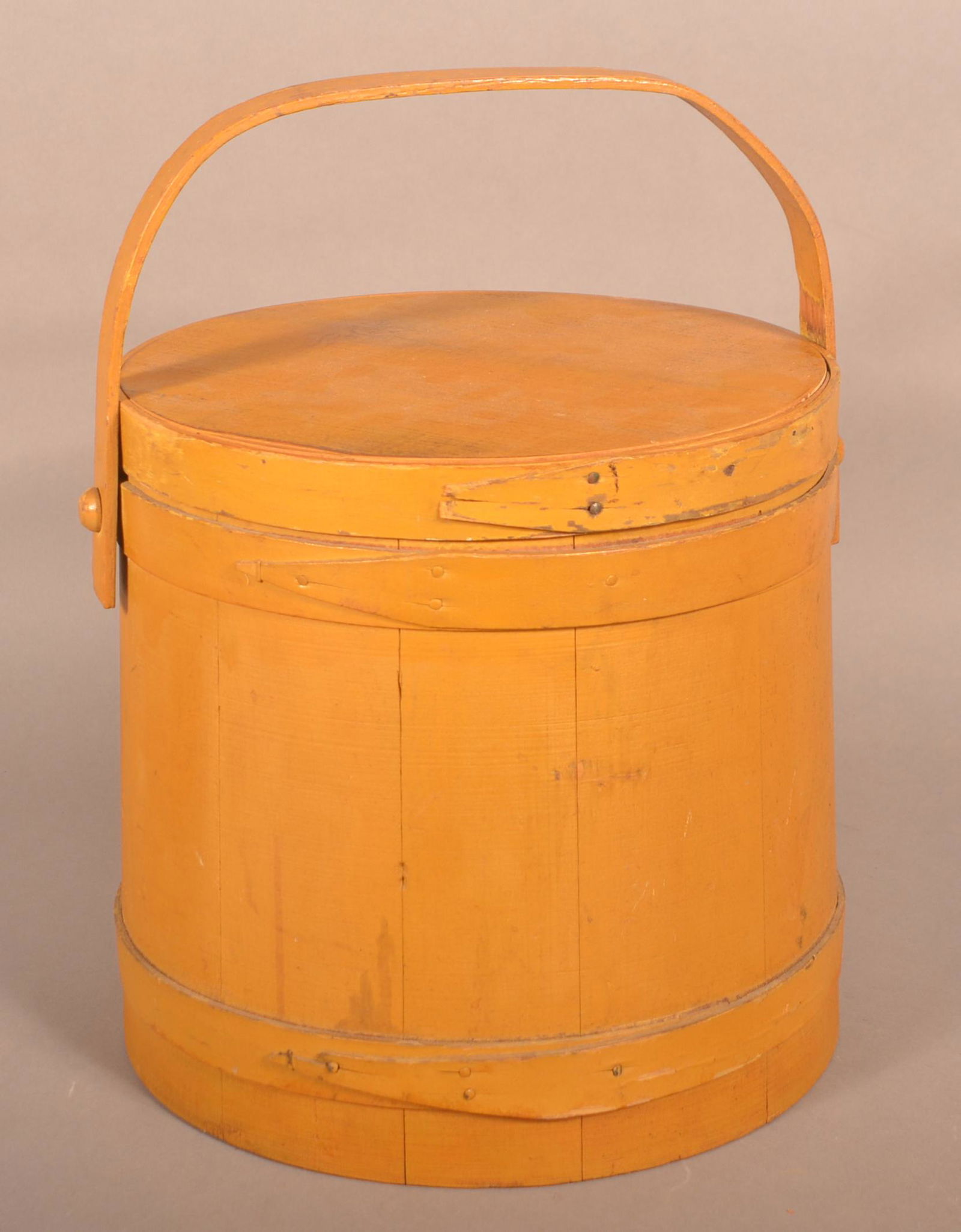 PA 19th Century Mustard Painted Covered Firkin. (1 of 5)