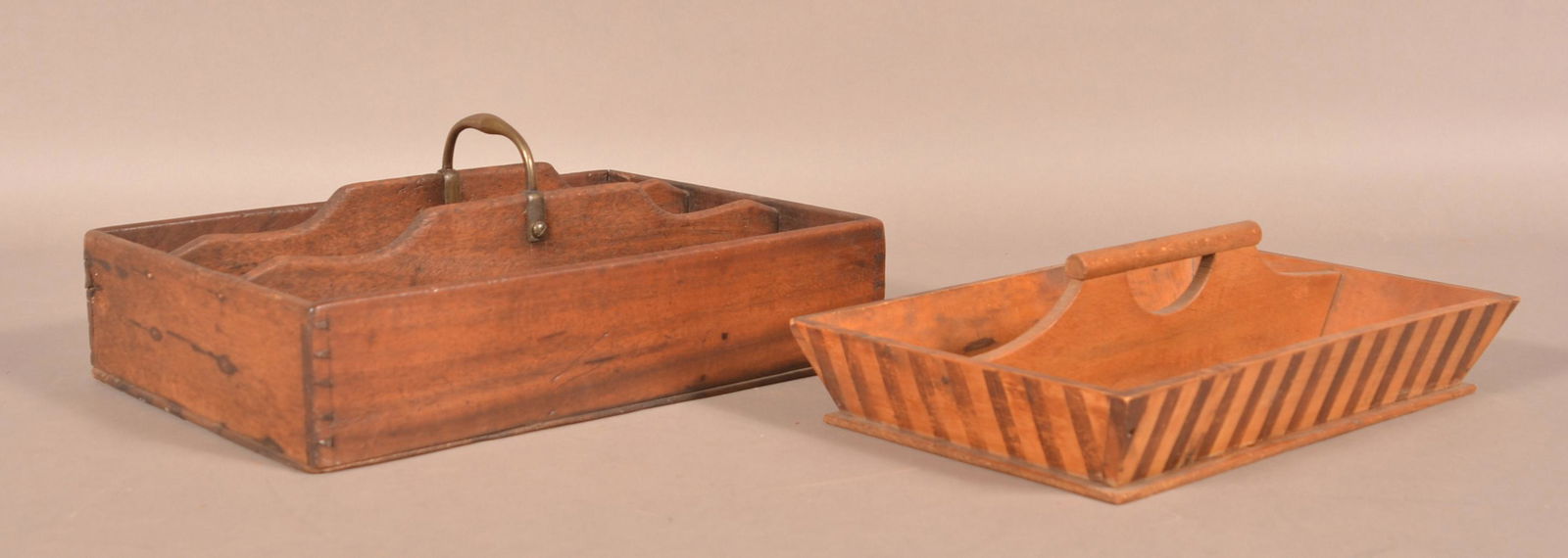 Two Antique Wood Utensil Carriers. (1 of 5)
