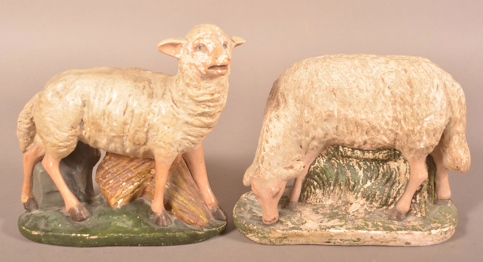 Two Antique/Vintage Plaster Lamb Figures. (1 of 3)