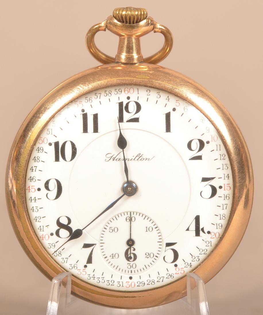 Antique Hamilton 16s Open Face Pocket Watch.: Antique Hamilton 16s Open Face Pocket Watch. Serial number 1039296, open face,17 jewels, size 16, Grade 978, lever set. Monogrammed case marked Warranted B&B Favorite 25 Years. Circa 1913. Currently i
