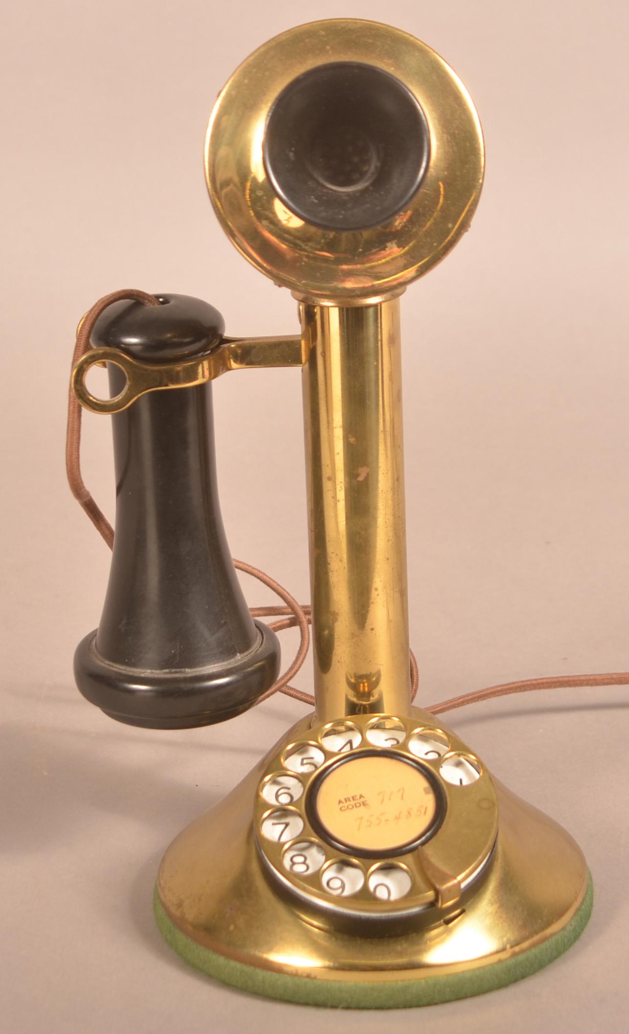 Unmarked Brass Candlestick Telephone. (1 of 3)