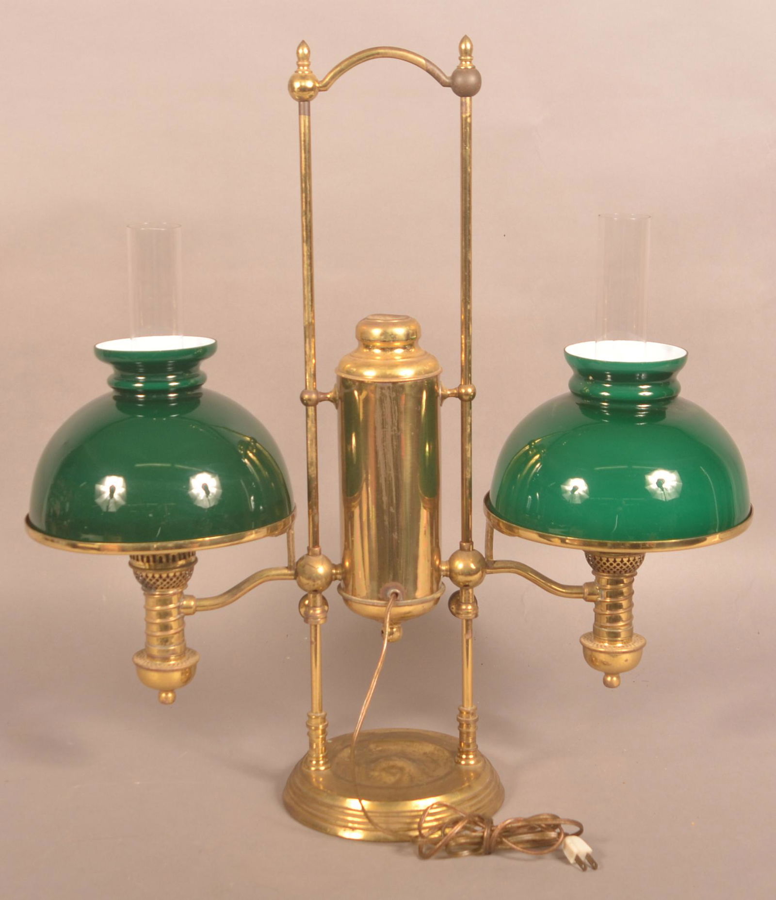 Antique Brass Double Arm Student Lamp. (1 of 3)