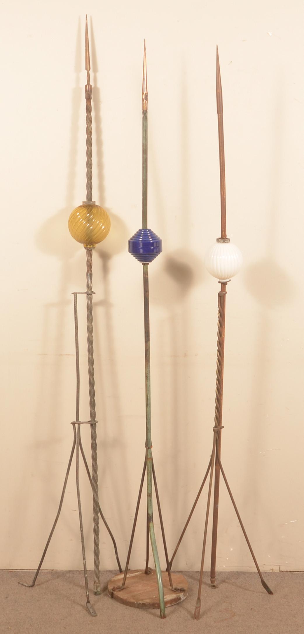 Three Lightning Rod Balls with Rods. (1 of 3)