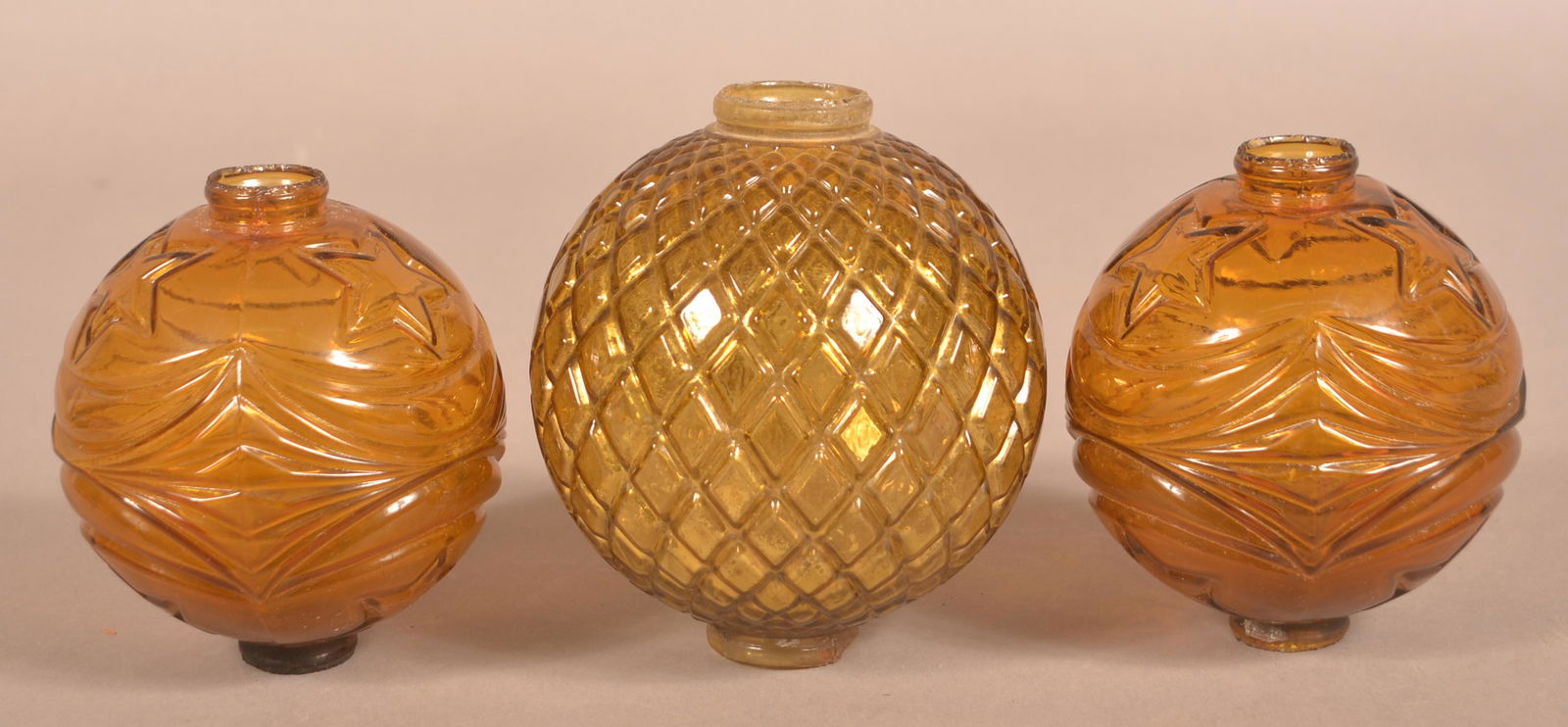 Three Various Amber Glass Lightning Rod Balls. (1 of 2)