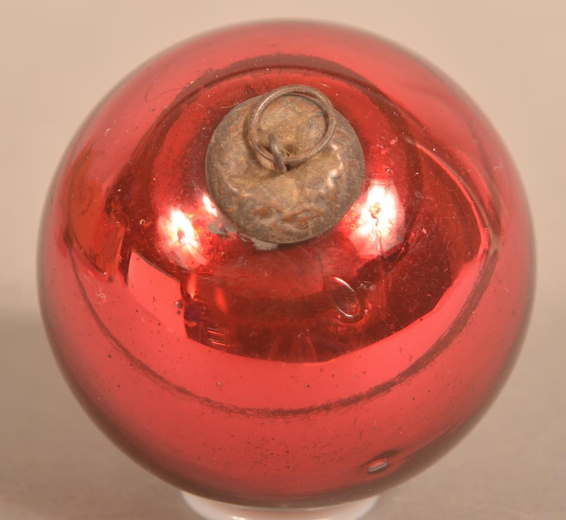 Antique German Red Glass Ball Form Kugel. (1 of 3)