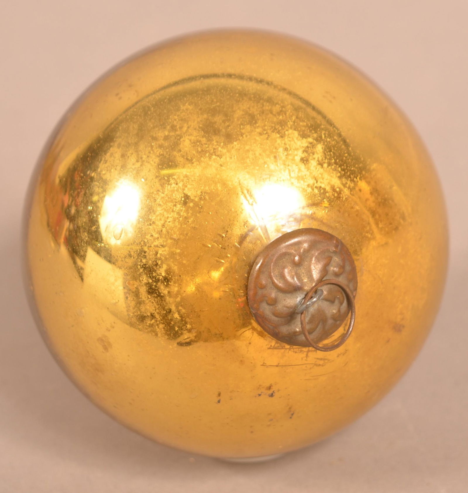 Antique German Cobalt Gold Glass Ball Form Kugel. (1 of 3)