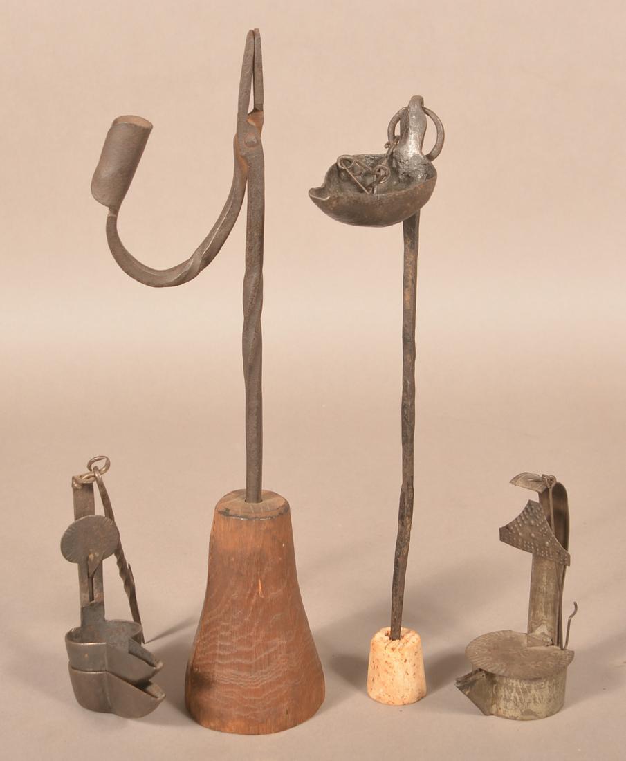 Lot of Antique Iron and Tin Lighting Devices. (1 of 4)
