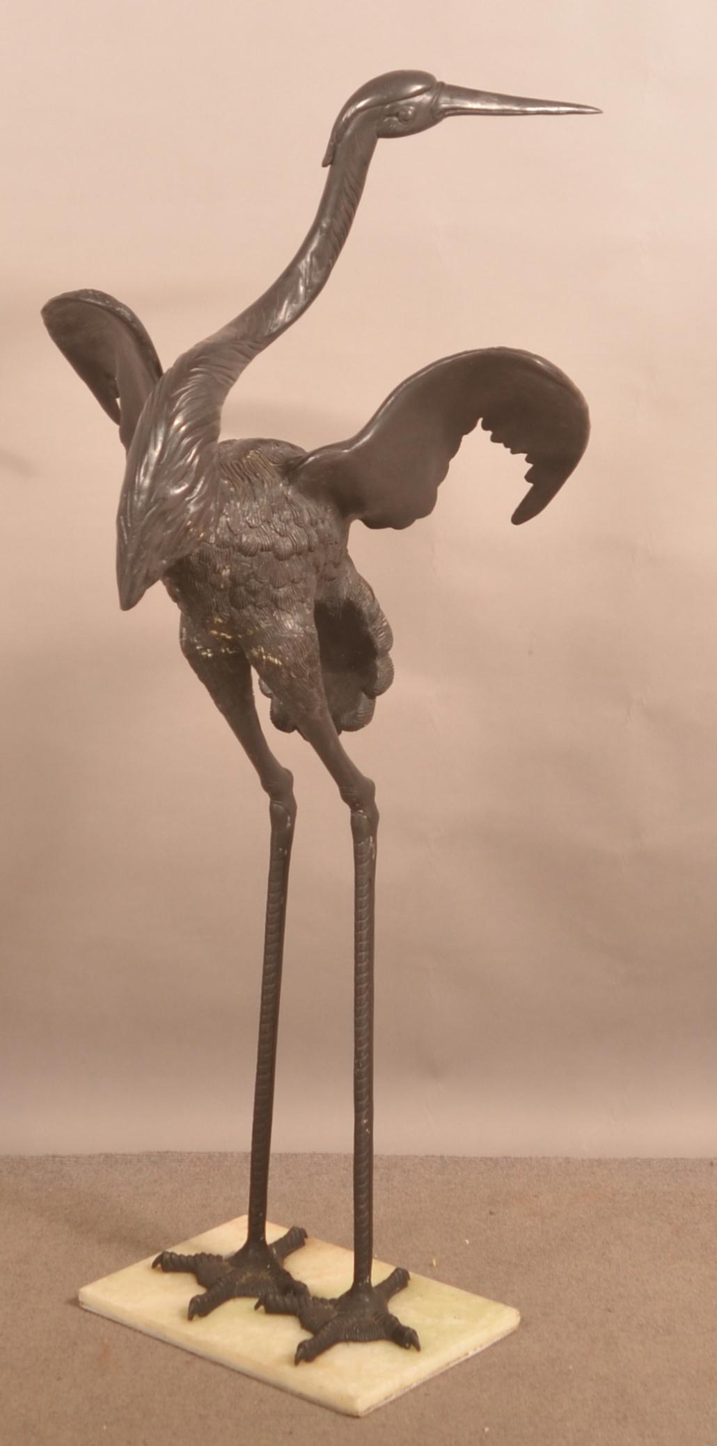 Vintage Cast Bronze Stork Garden Statue. (1 of 4)