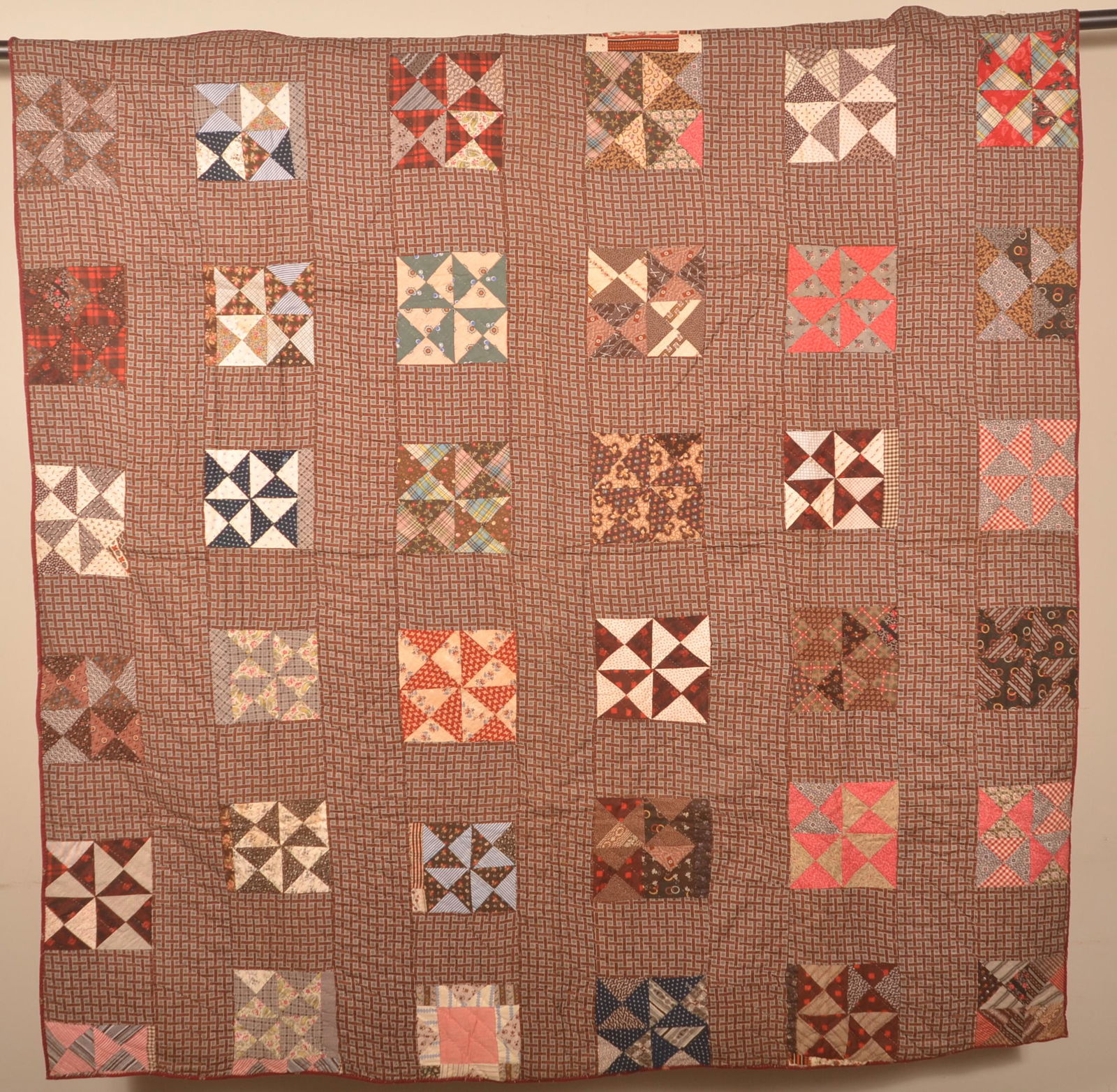 Antique Block/Geometric Pattern Patchwork Quilt. (1 of 4)