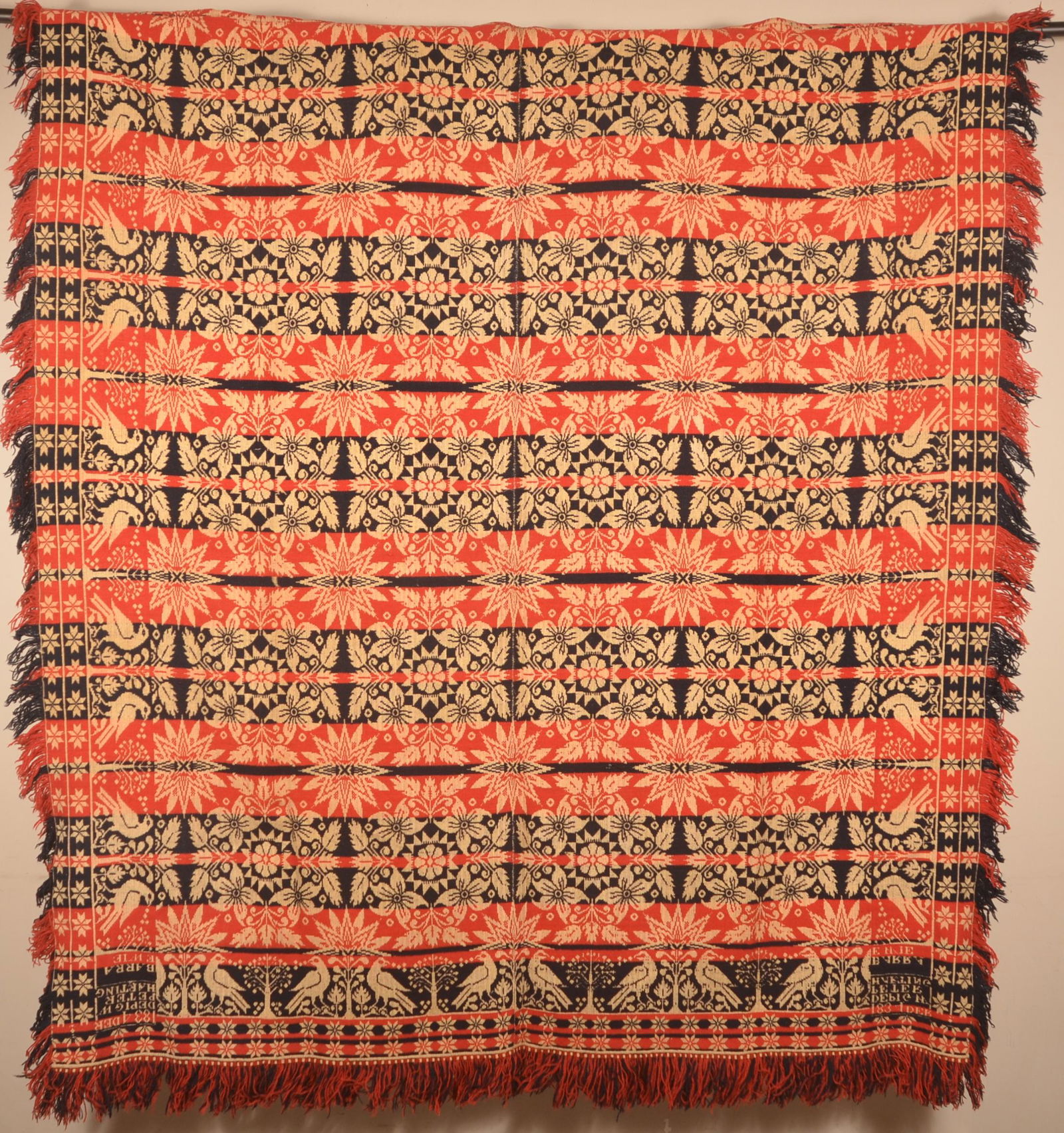 Peter Harting, Lancaster Co., PA 1834 Jacquard Coverlet. (1 of 6)