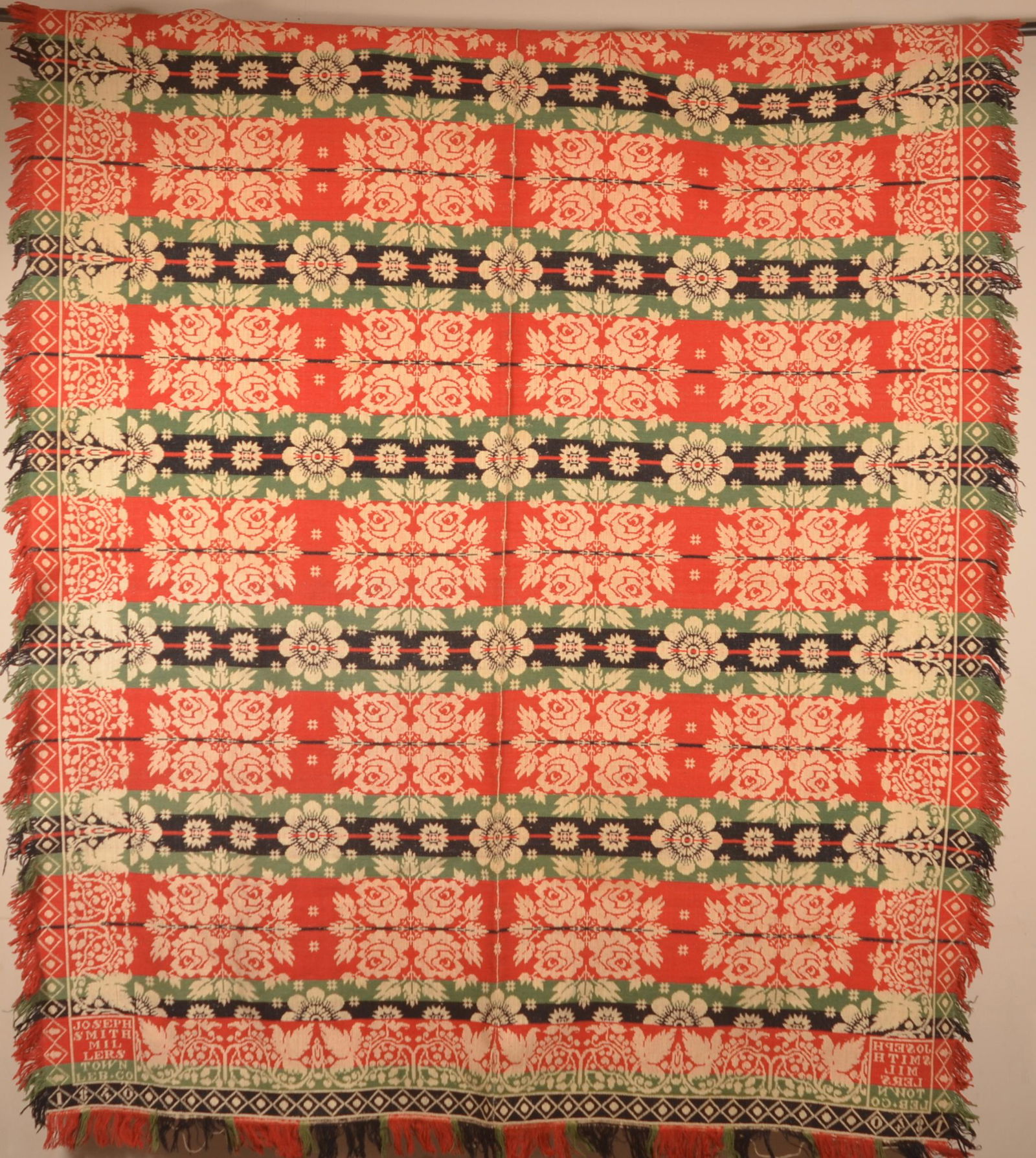 1840 Lebanon County, PA 2-Part Jacquard Coverlet. (1 of 6)