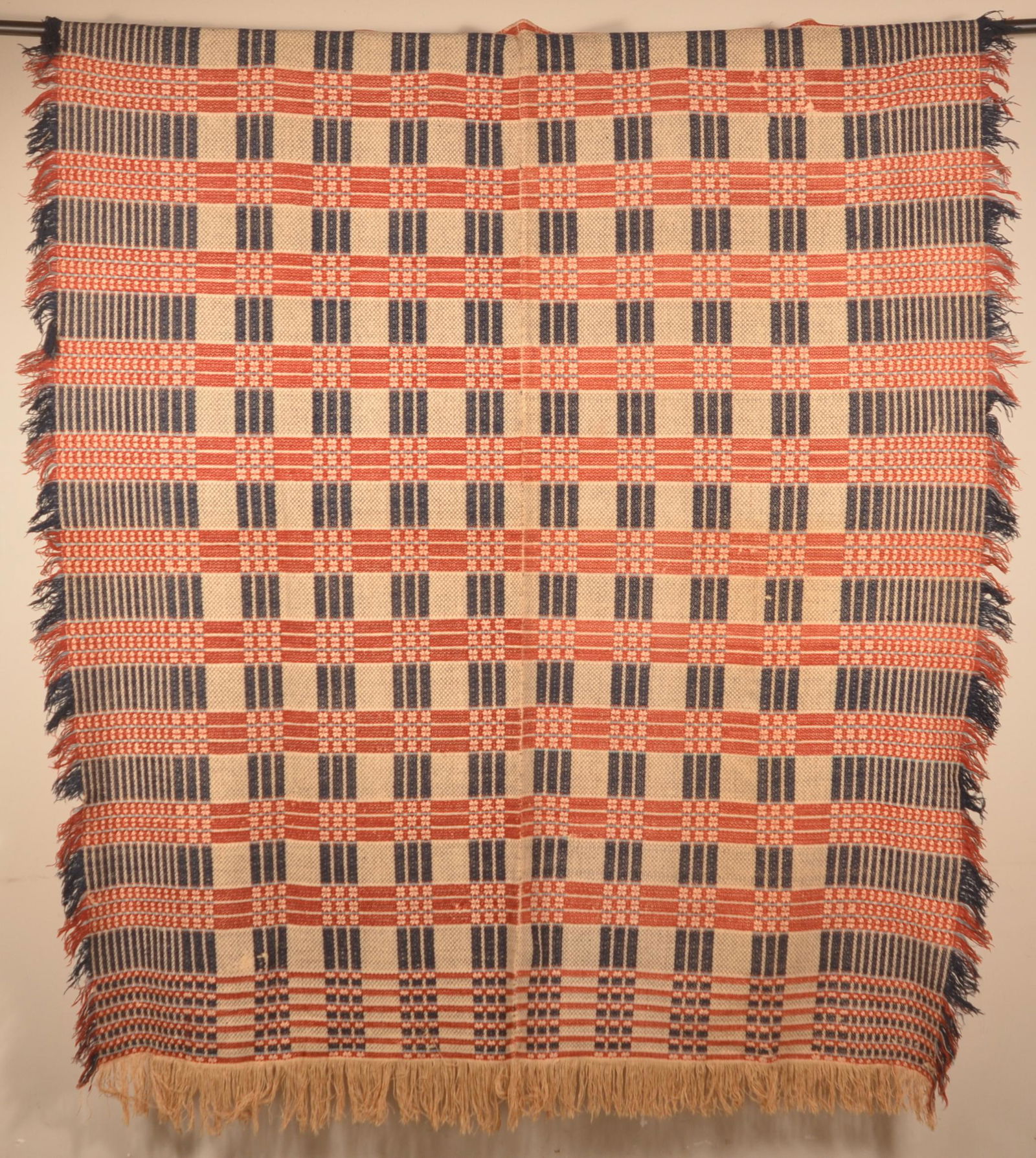 Antique 3-Colored Woven Overshot Coverlet. (1 of 5)