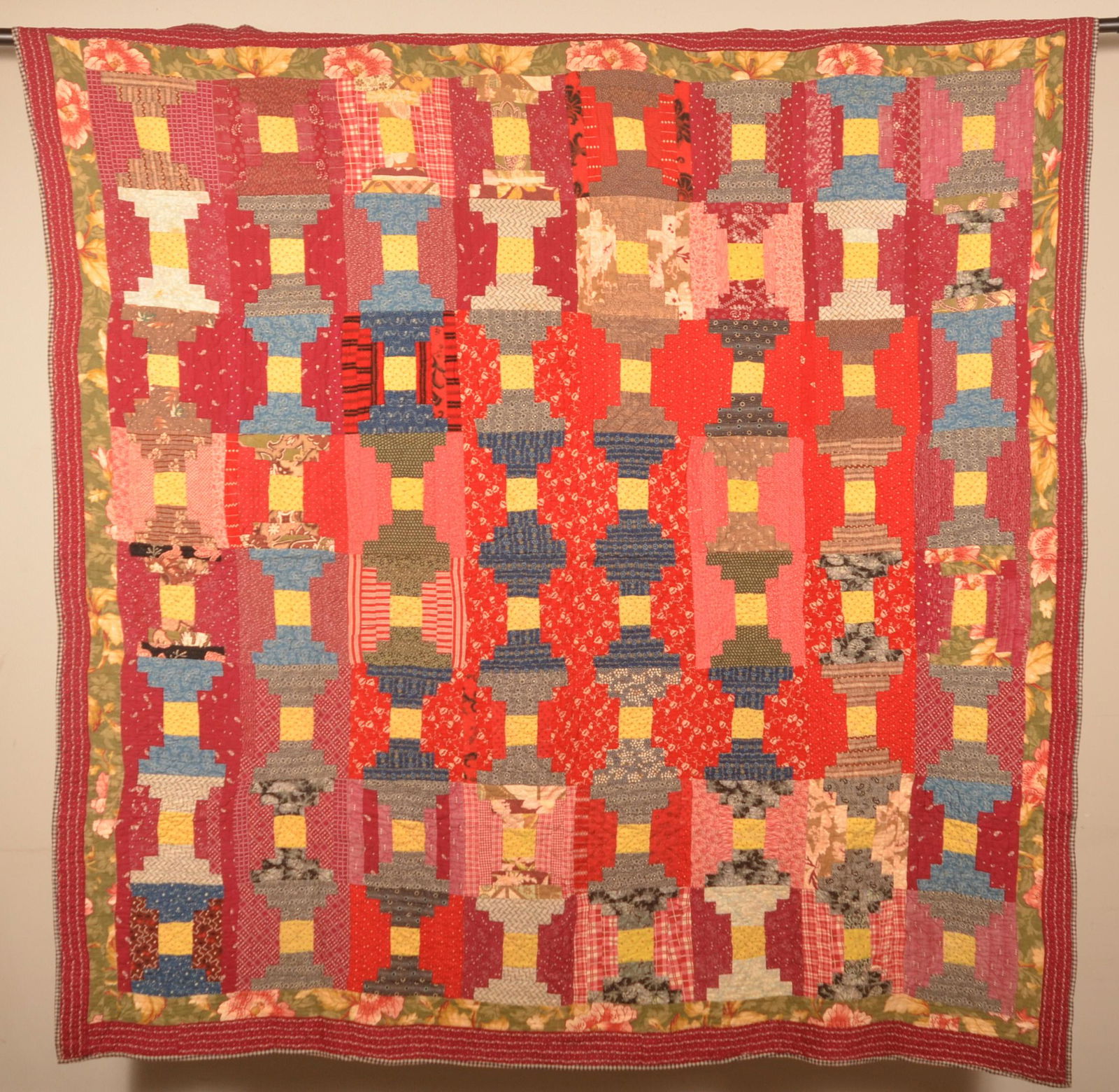Antique Log Cabin Pattern Patchwork Quilt. (1 of 4)