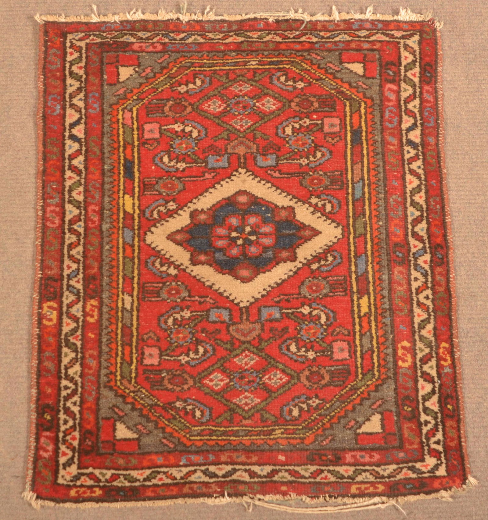 Small Antique Geometric Pattern Oriental Area Rug. (1 of 5)