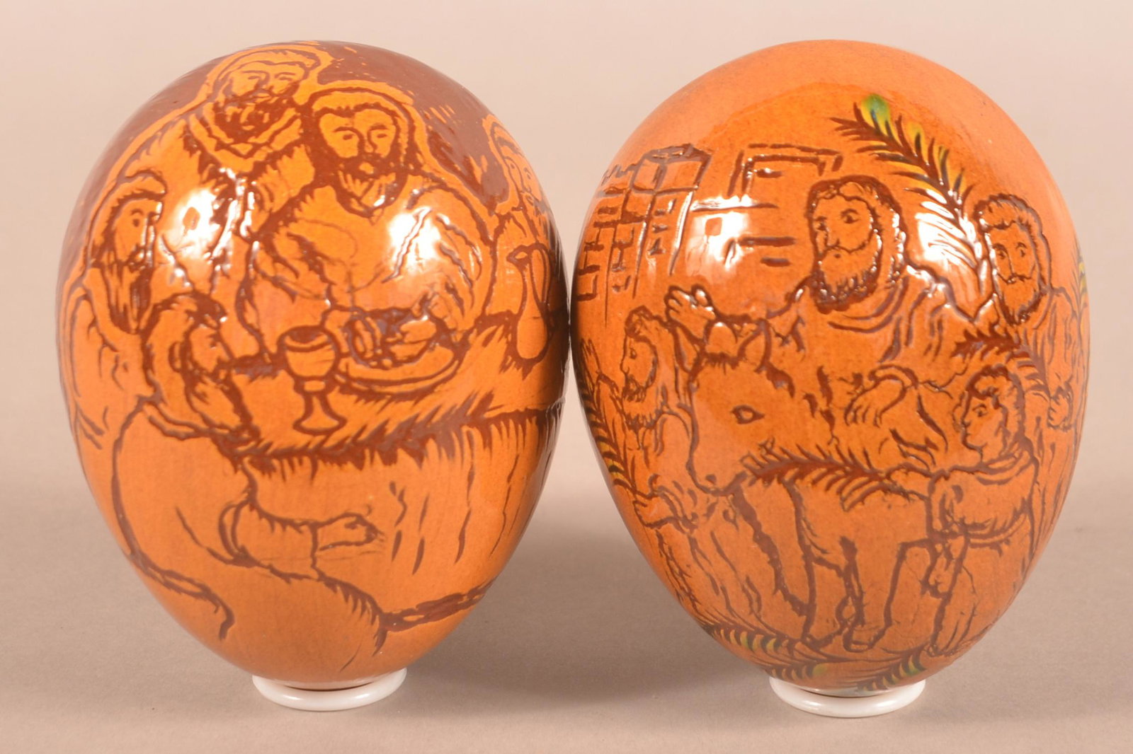 (2) Foltz Pottery Eggs (1 of 3)