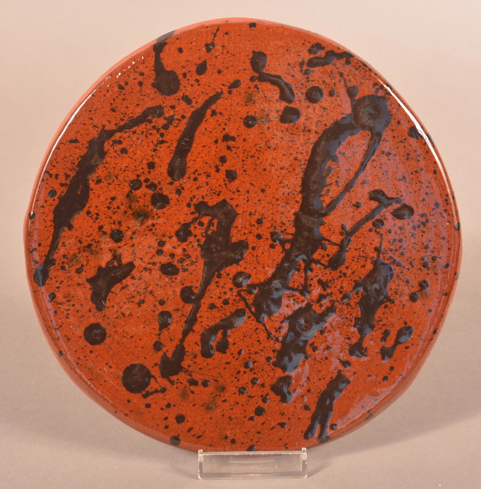 Foltz Redware Manganese Glazed Hot Plate (1 of 3)