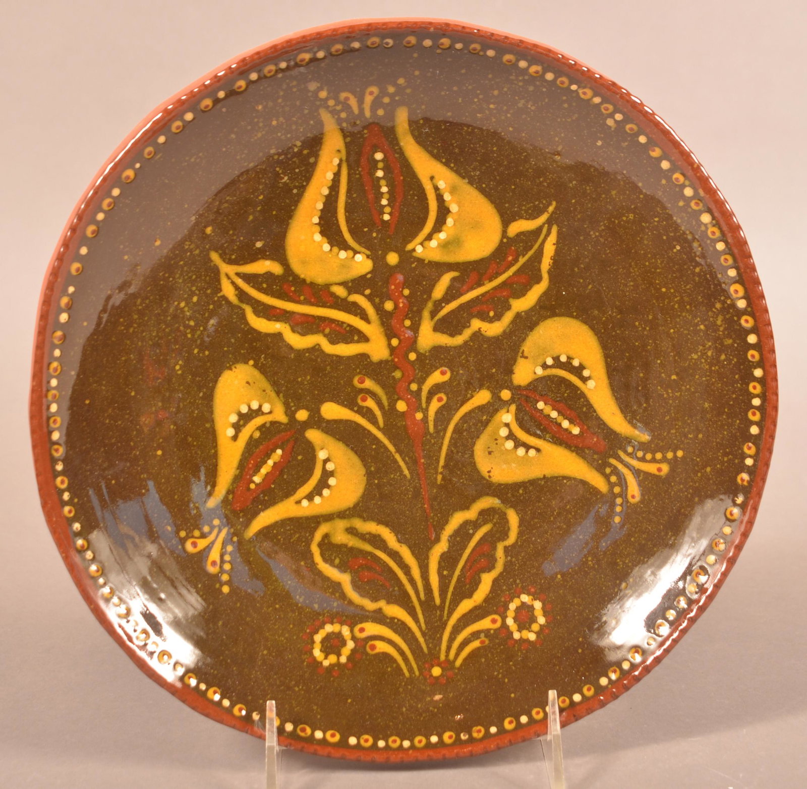 Foltz 2010 Redware Triple Glazed Plate (1 of 2)
