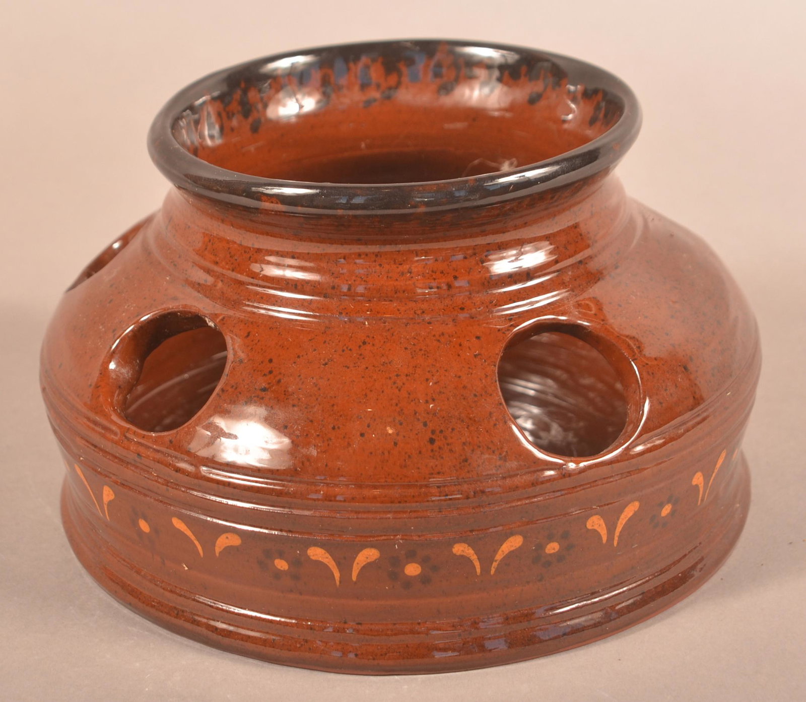 Foltz 2007 Redware Yellow Glazed Flower Frog (1 of 3)