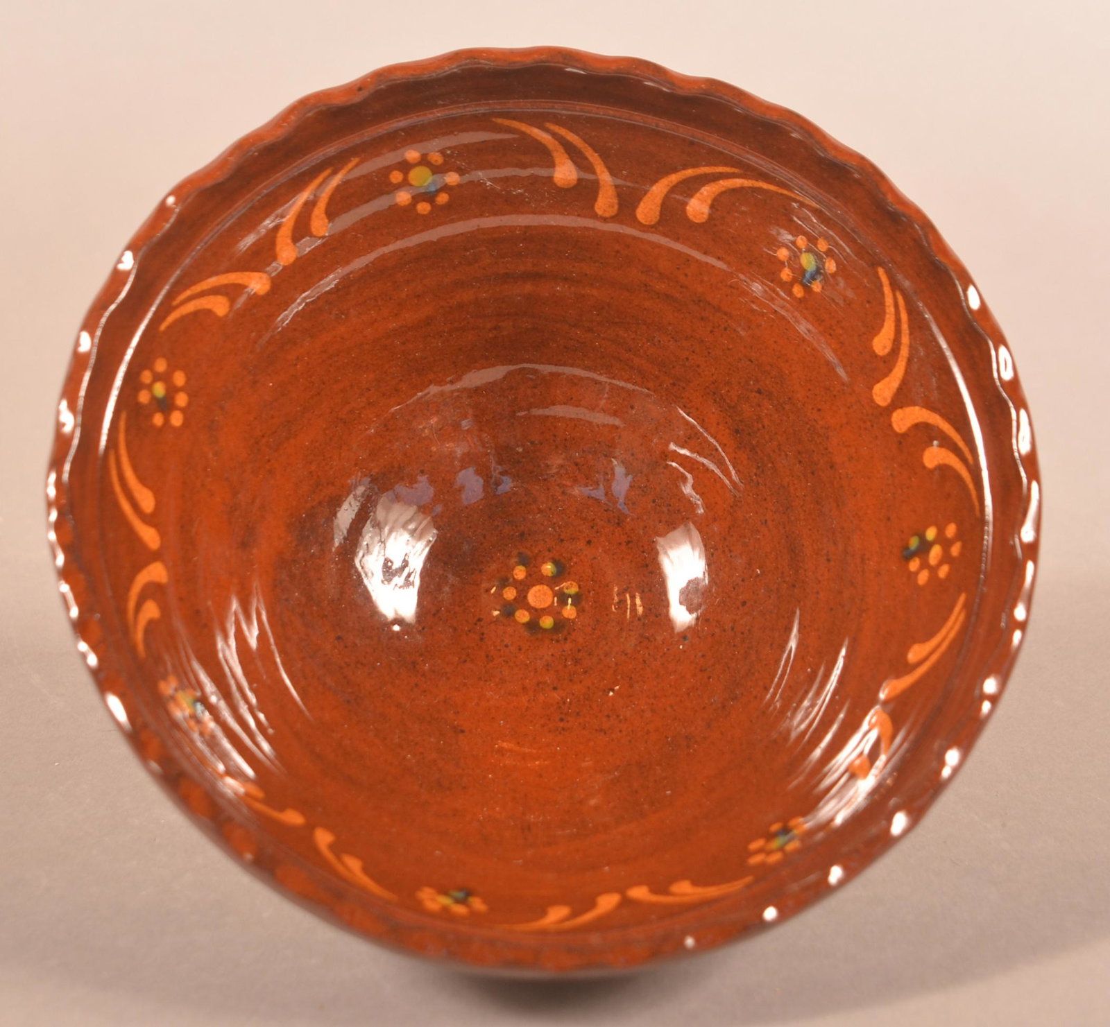 Foltz 2006 Redware Decorated Ice Cream Bowl (1 of 3)
