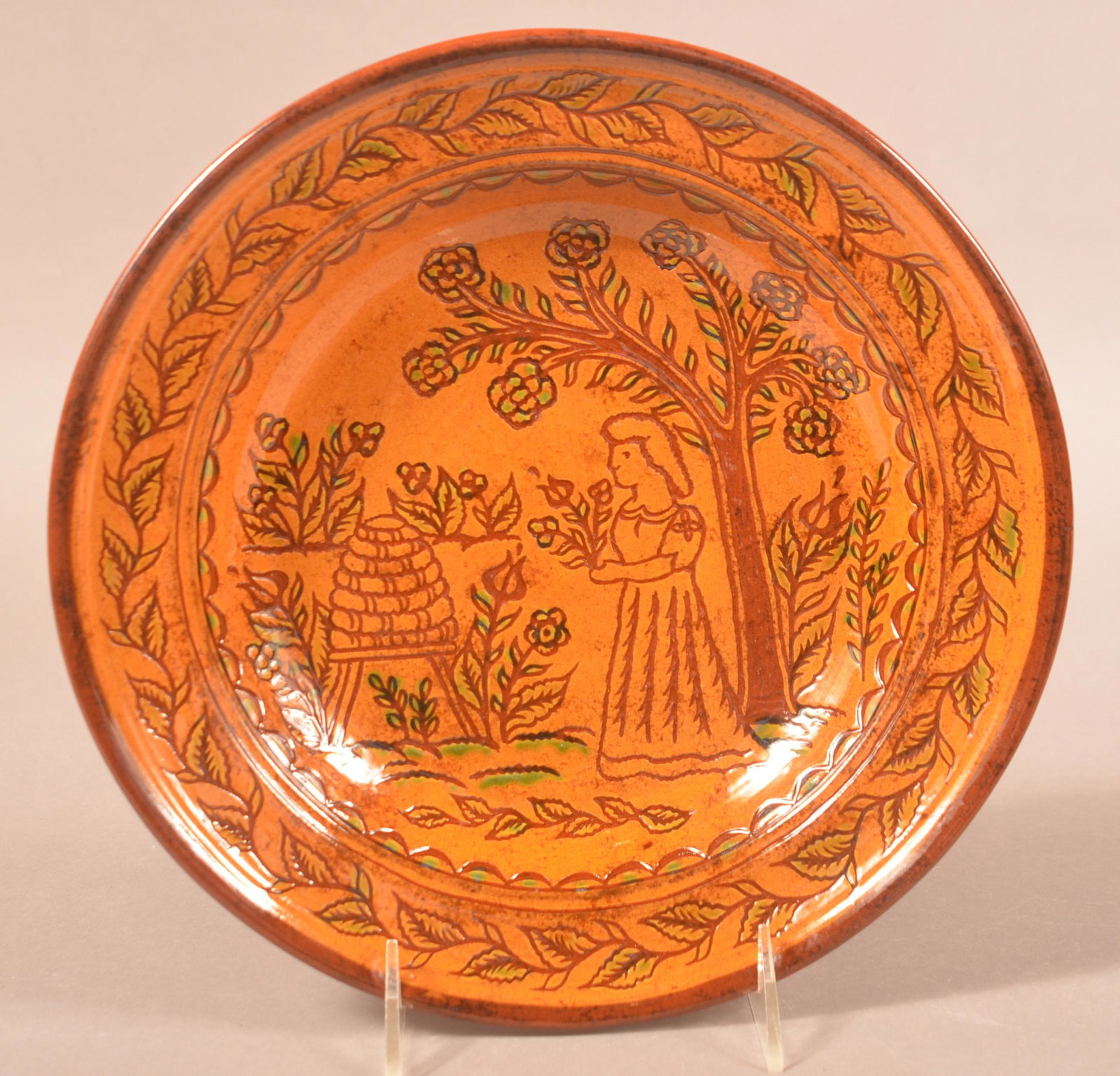 Foltz 2007 Redware Sgraffito Decorated Plate (1 of 2)