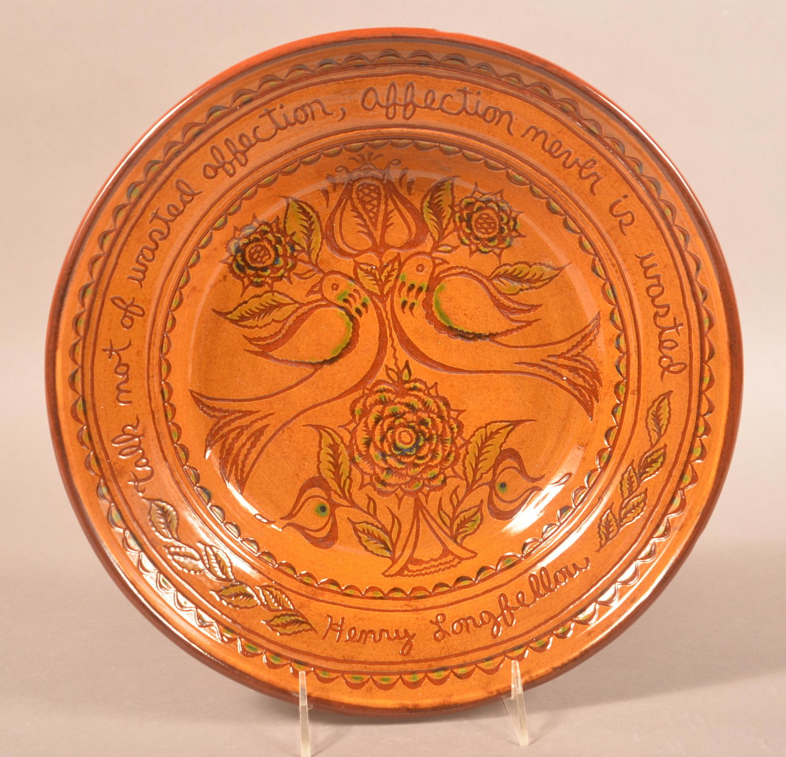 Foltz 2007 Sgraffito Decorated Redware Plate (1 of 2)