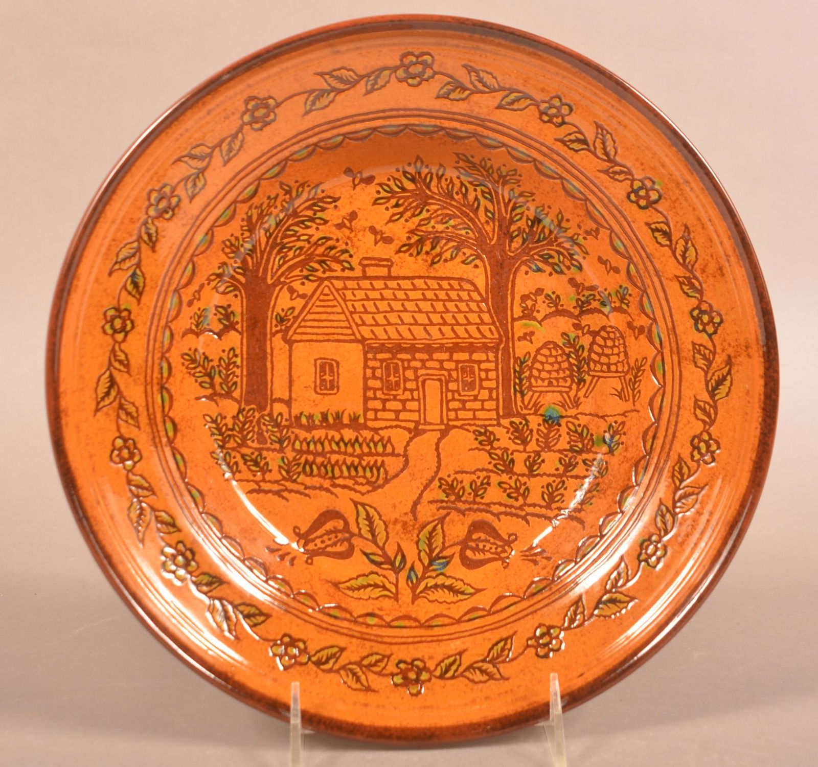 Foltz 2007 Redware Sgraffito Decorated Plate (1 of 2)