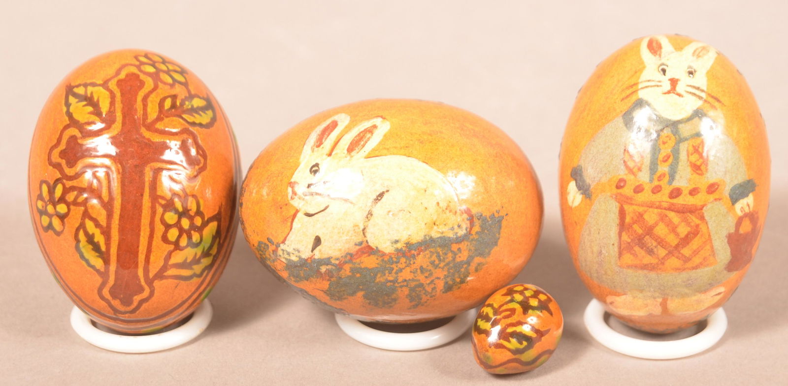 (4) Foltz Decorated Redware Eggs (1 of 2)