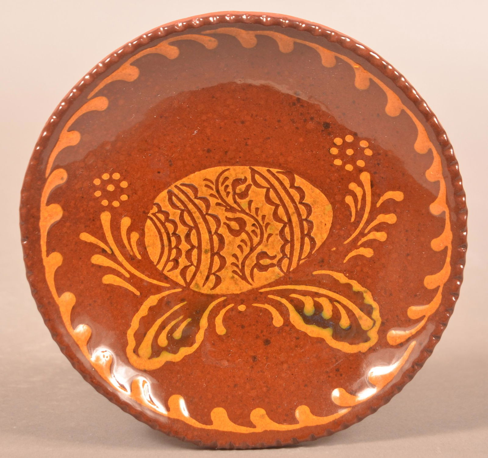 Foltz 2006 Redware Glazed Easter Egg Decorated Plate (1 of 2)