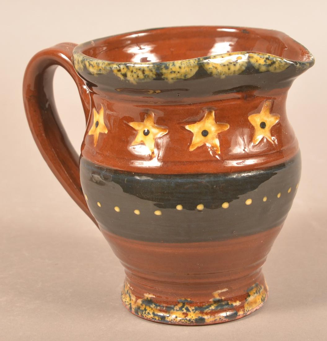Foltz 2011 Redware Glazed Star Decorated Pitcher (1 of 3)