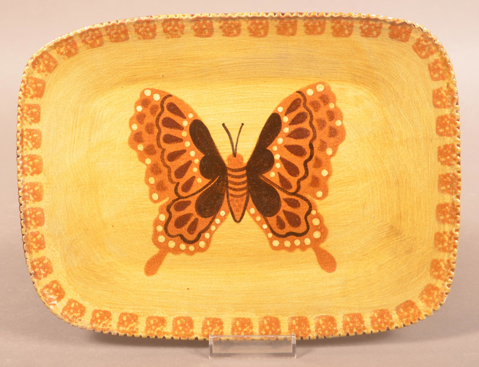 Foltz 2003 Redware Butterfly Decorated Platter (1 of 2)