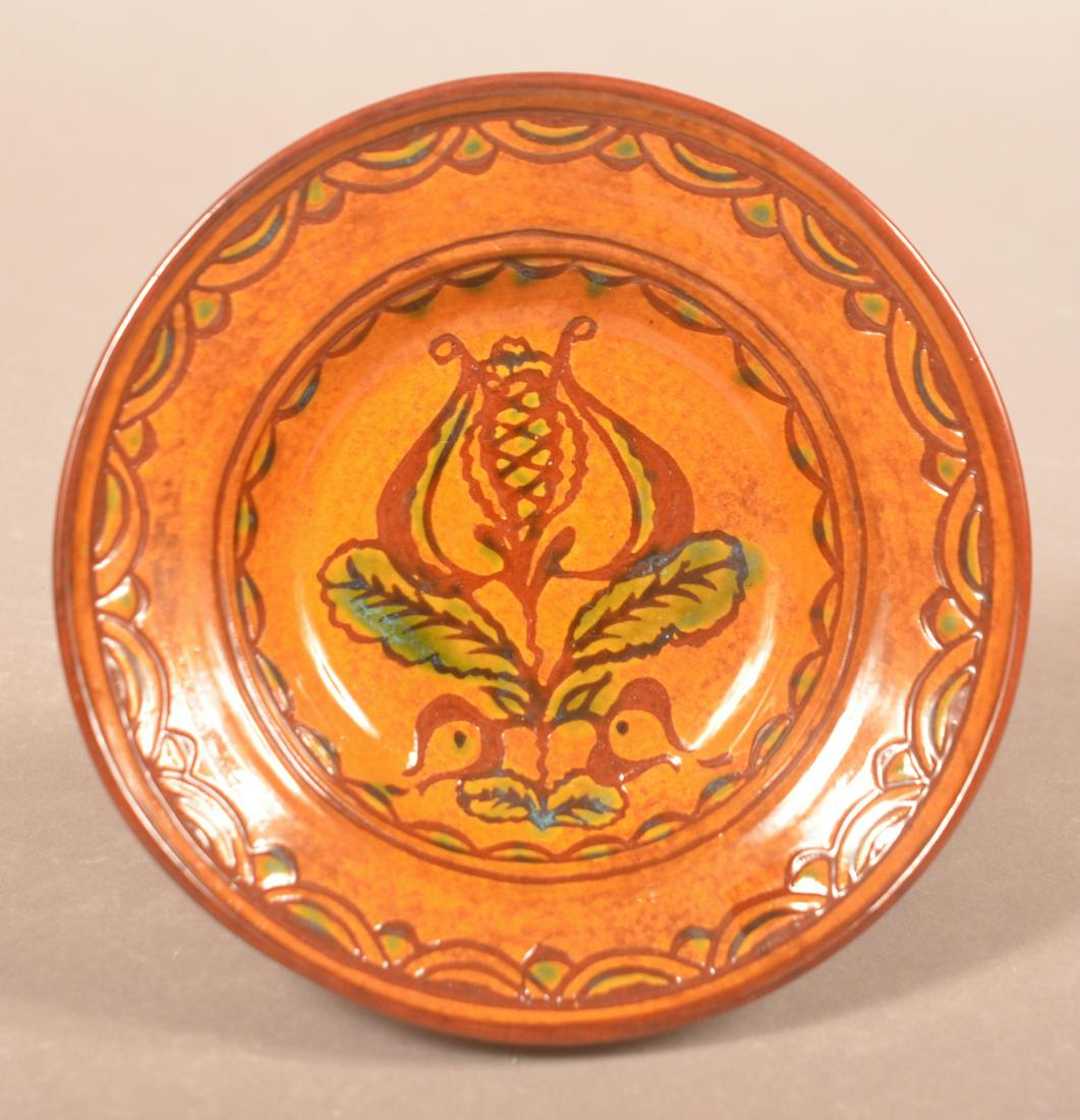 Foltz 2005 Small Redware Tulip Decorated Bowl (1 of 2)