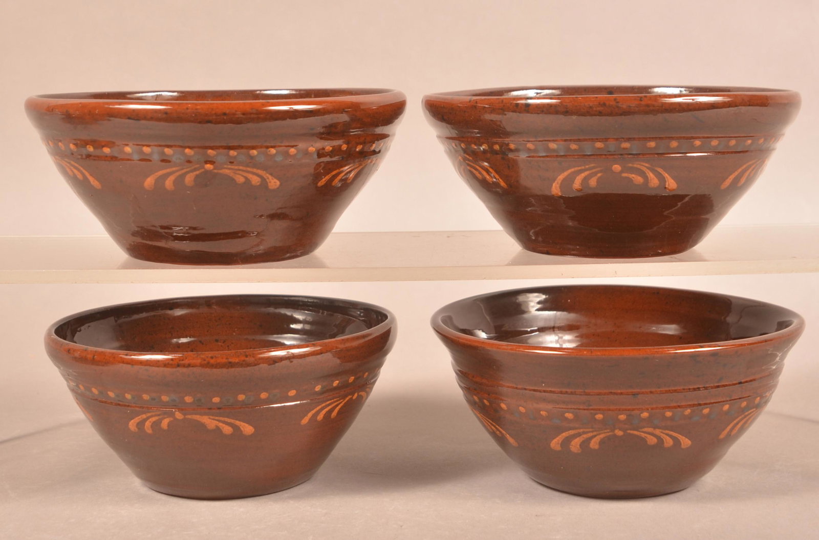 (4) Foltz 2006 Redware Ice Cream Bowls (1 of 2)