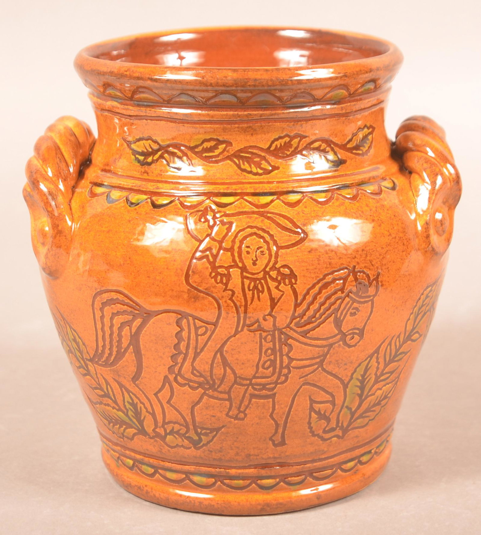 Foltz 2007 Redware Sgraffito Decorated Pot (1 of 4)