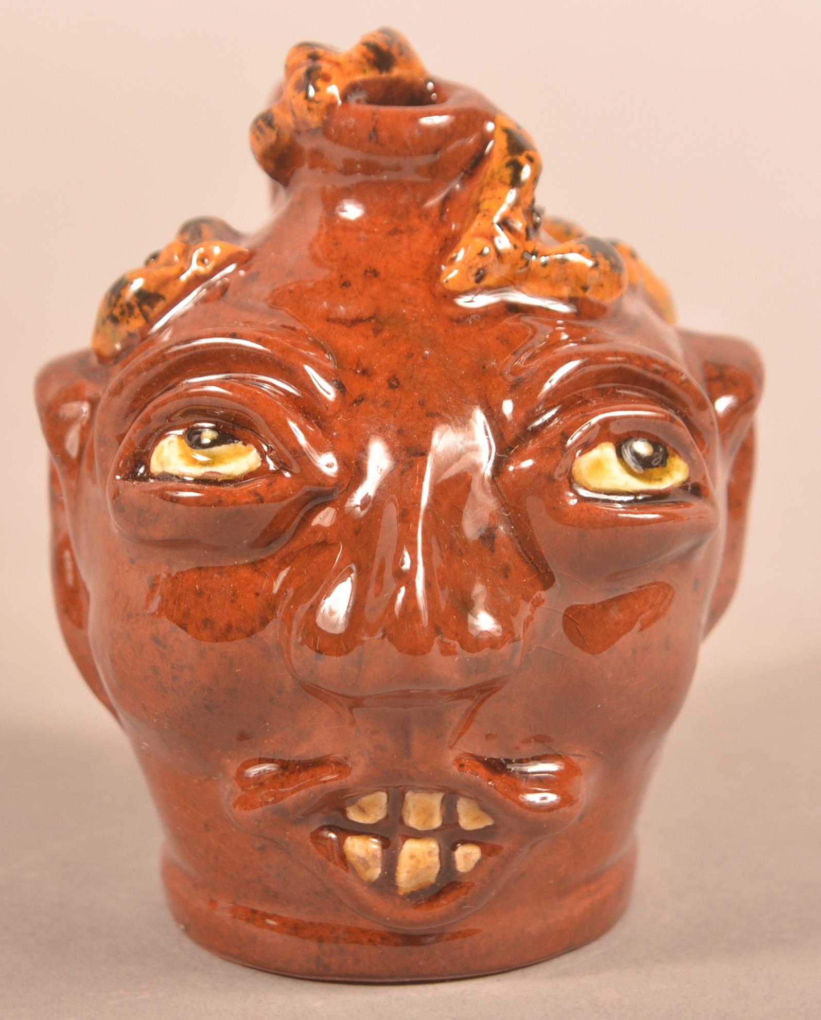 Foltz 2009 Miniature Redware Face Jug (1 of 4)