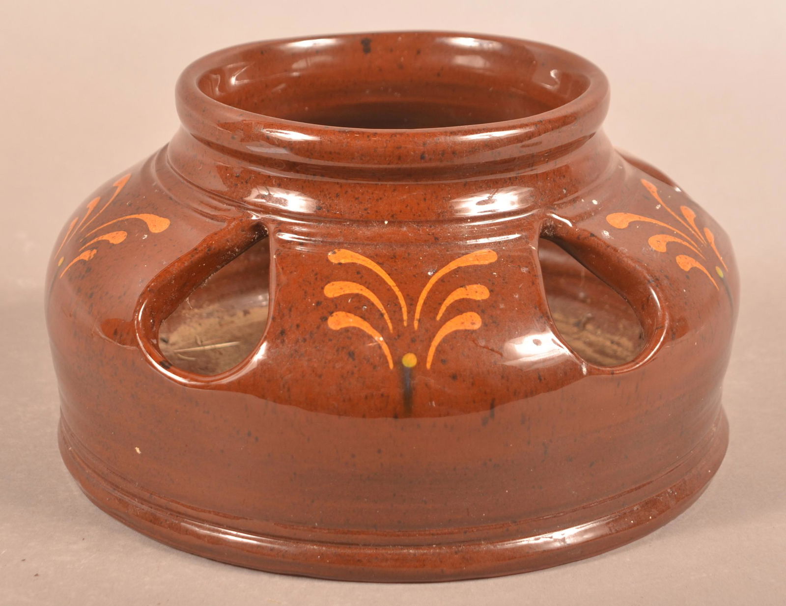 Foltz 2007 Redware Slip Decorated Bird Feeder (1 of 3)