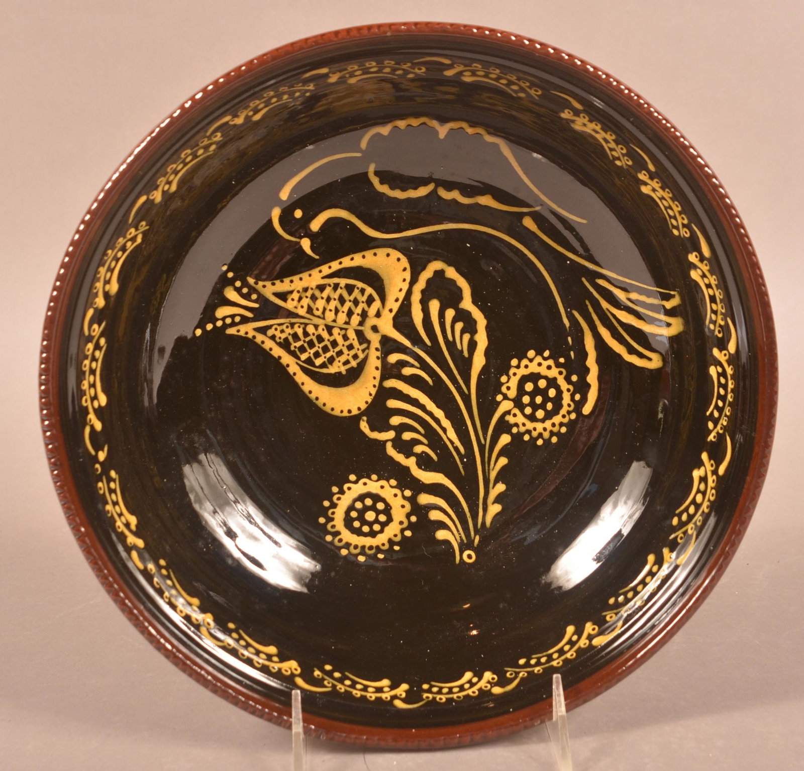 Foltz 2005 Redware Slip Decorated Bowl (1 of 2)