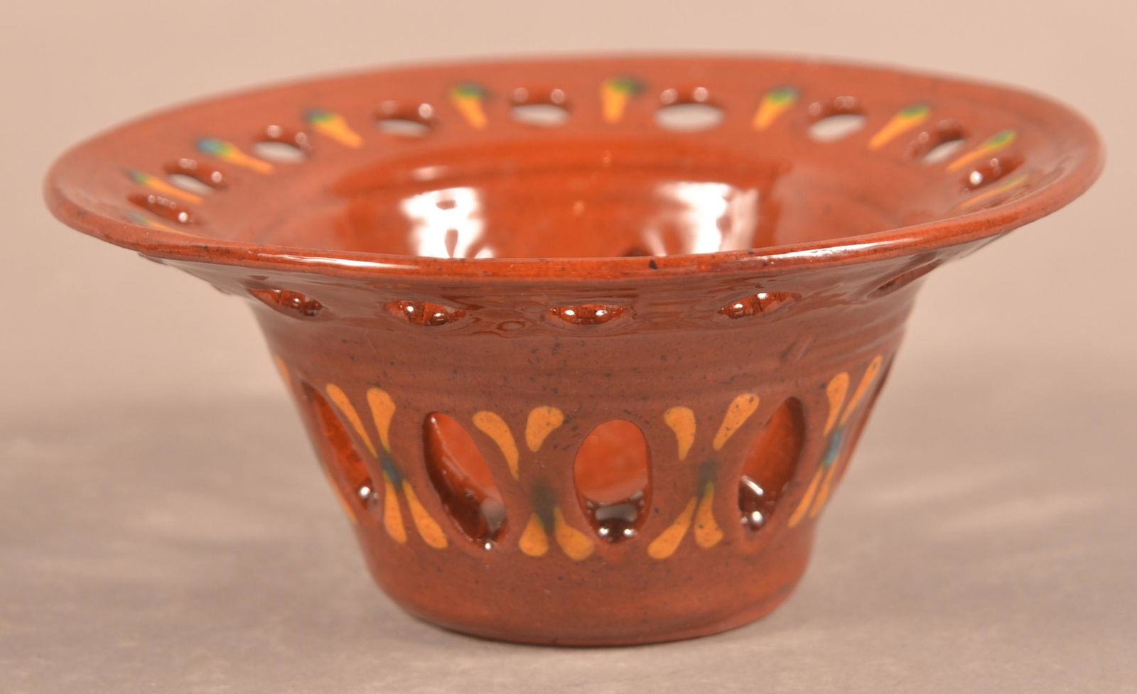 Foltz 2005 Redware Small Pierced Bowl (1 of 3)