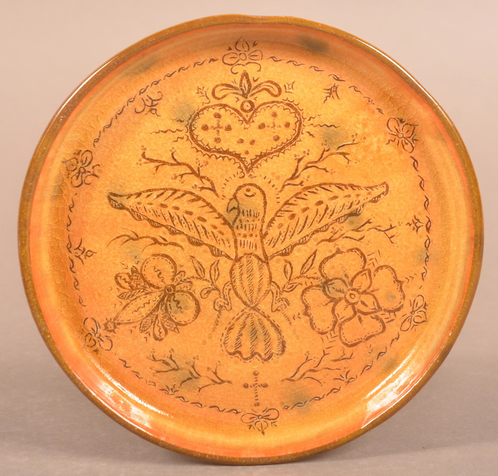 David Salks 2006 Redware Eagle Decorated Plate (1 of 2)