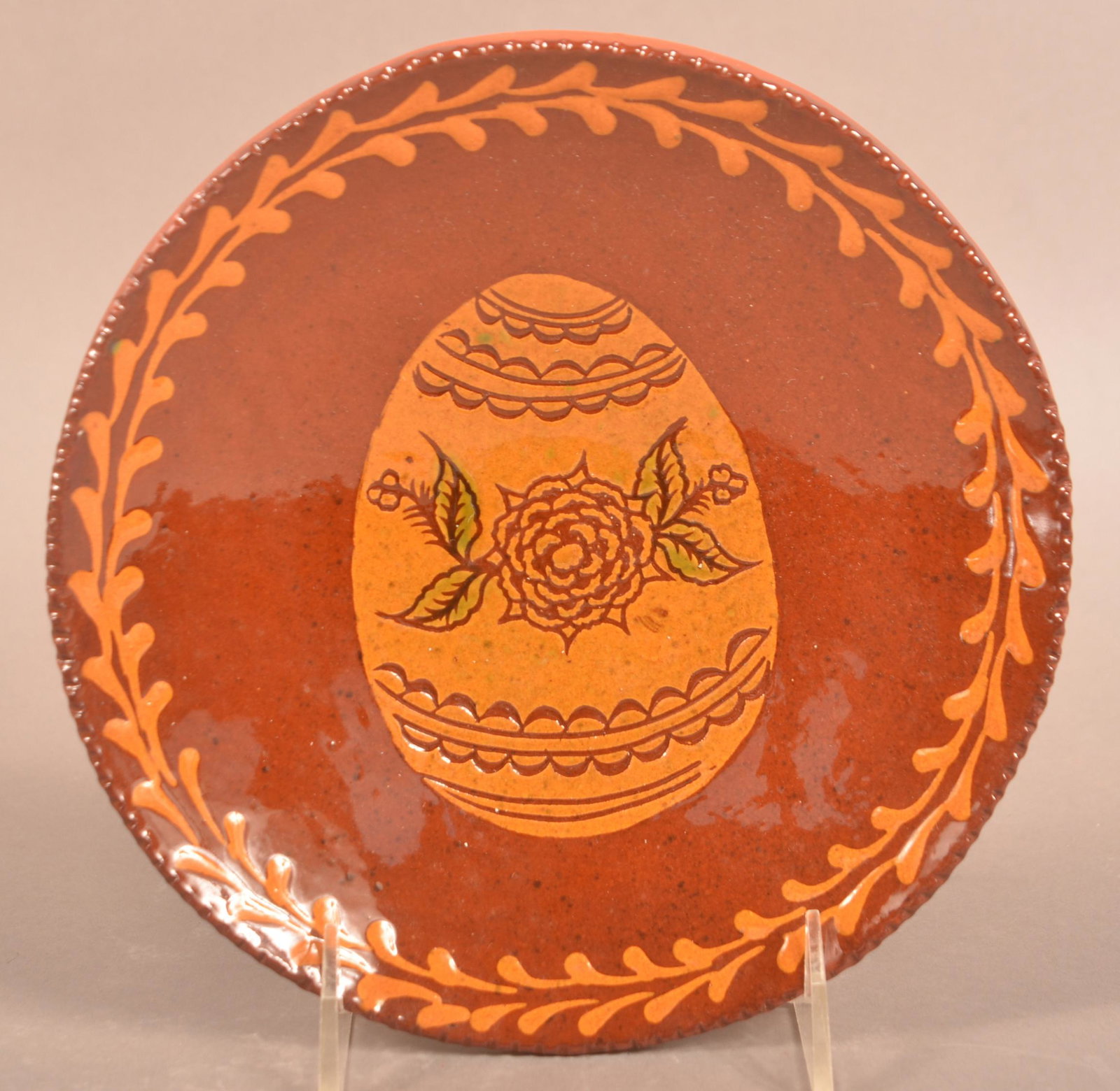 Foltz 2006 Redware Sgraffito Decorated Plate (1 of 2)