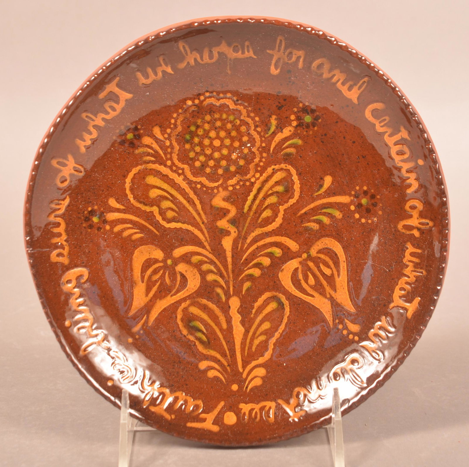 Foltz 2007 Redware Slip Decorated Plate (1 of 2)