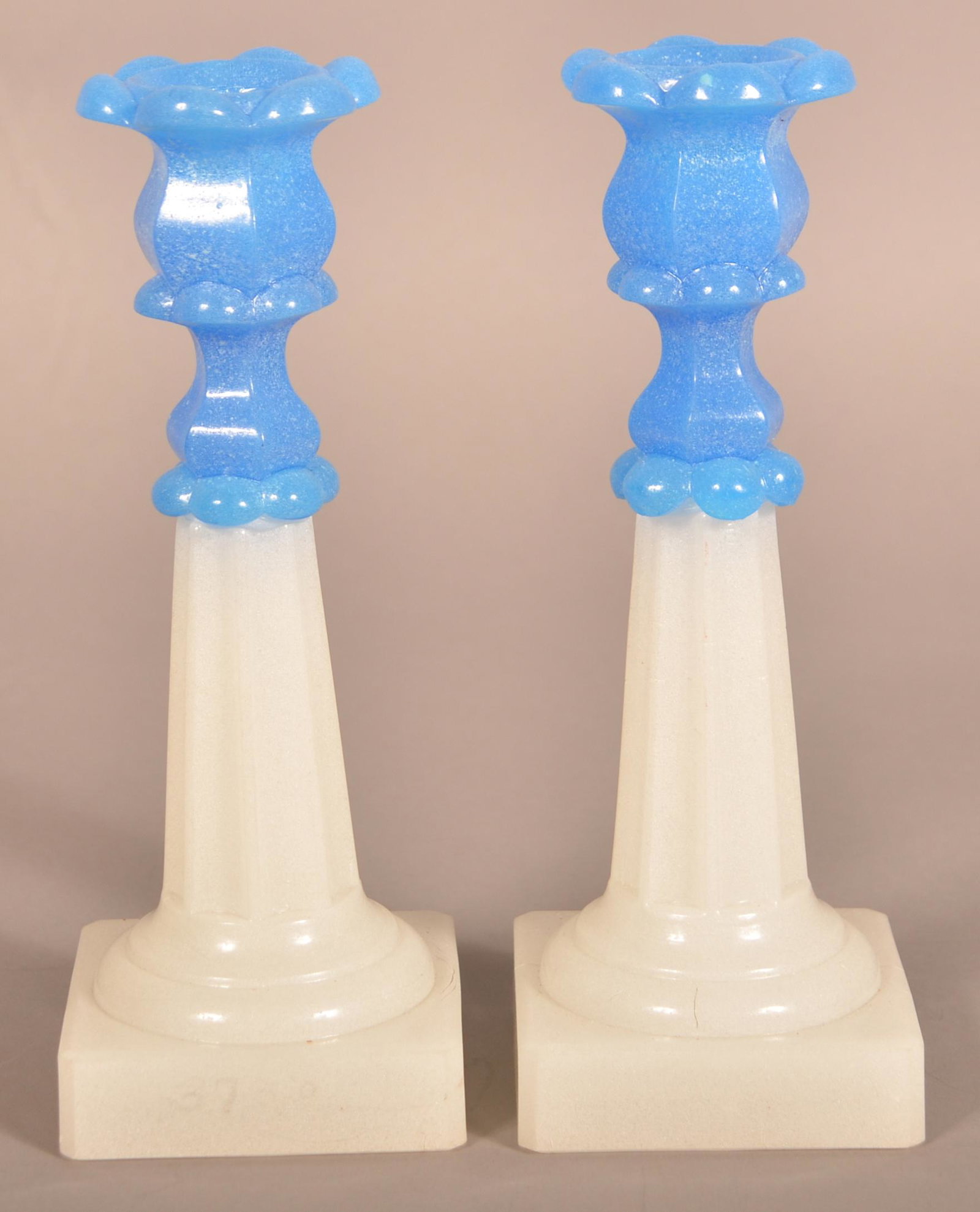 Pair of Pressed Petal and Columnar Candlesticks. (1 of 4)