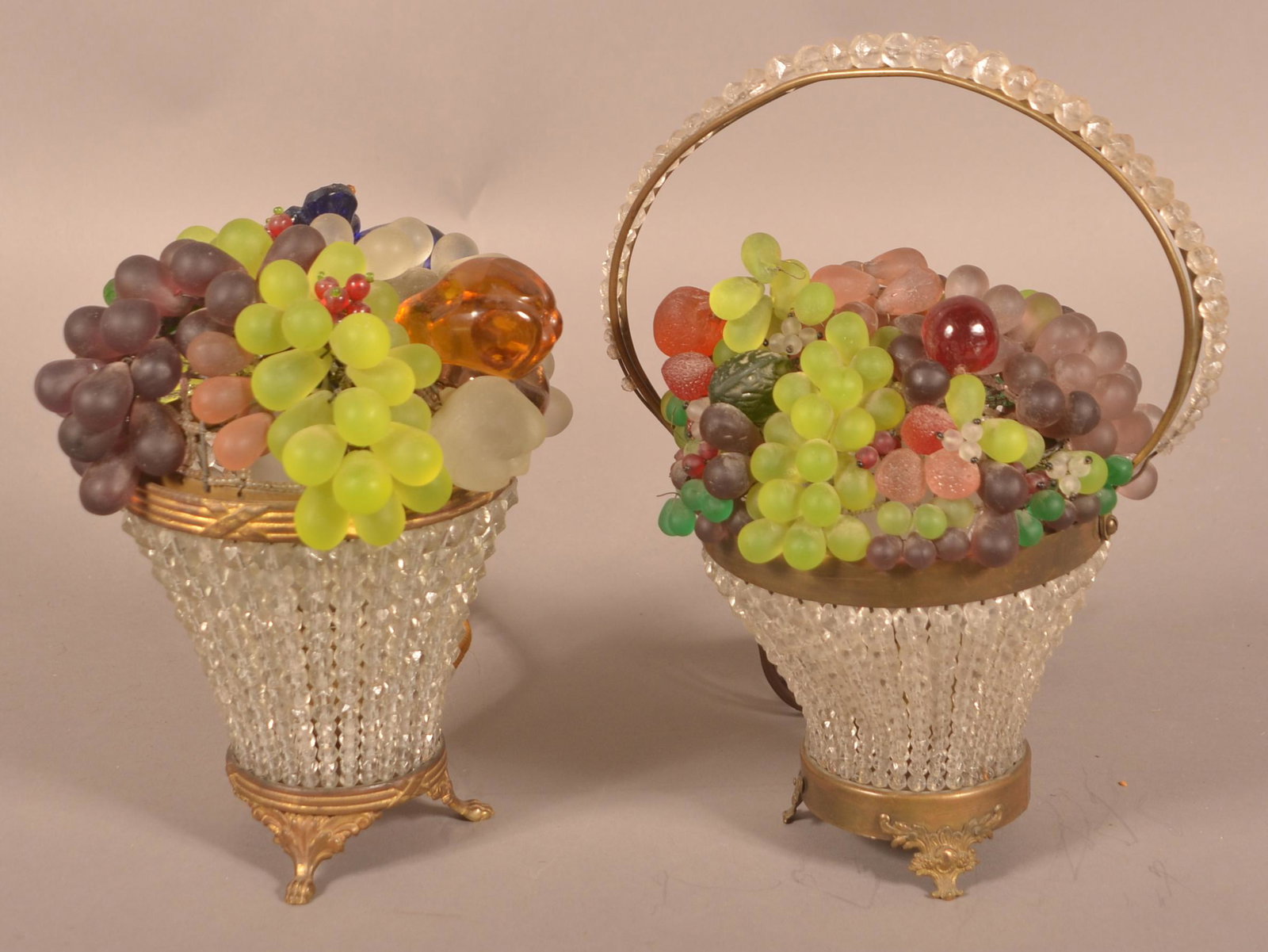 Two Vintage Czechoslovakian Glass Fruit Lamps. (1 of 5)