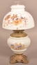 Victorian Floral Transfer-Decorated Glass Table Lamp.