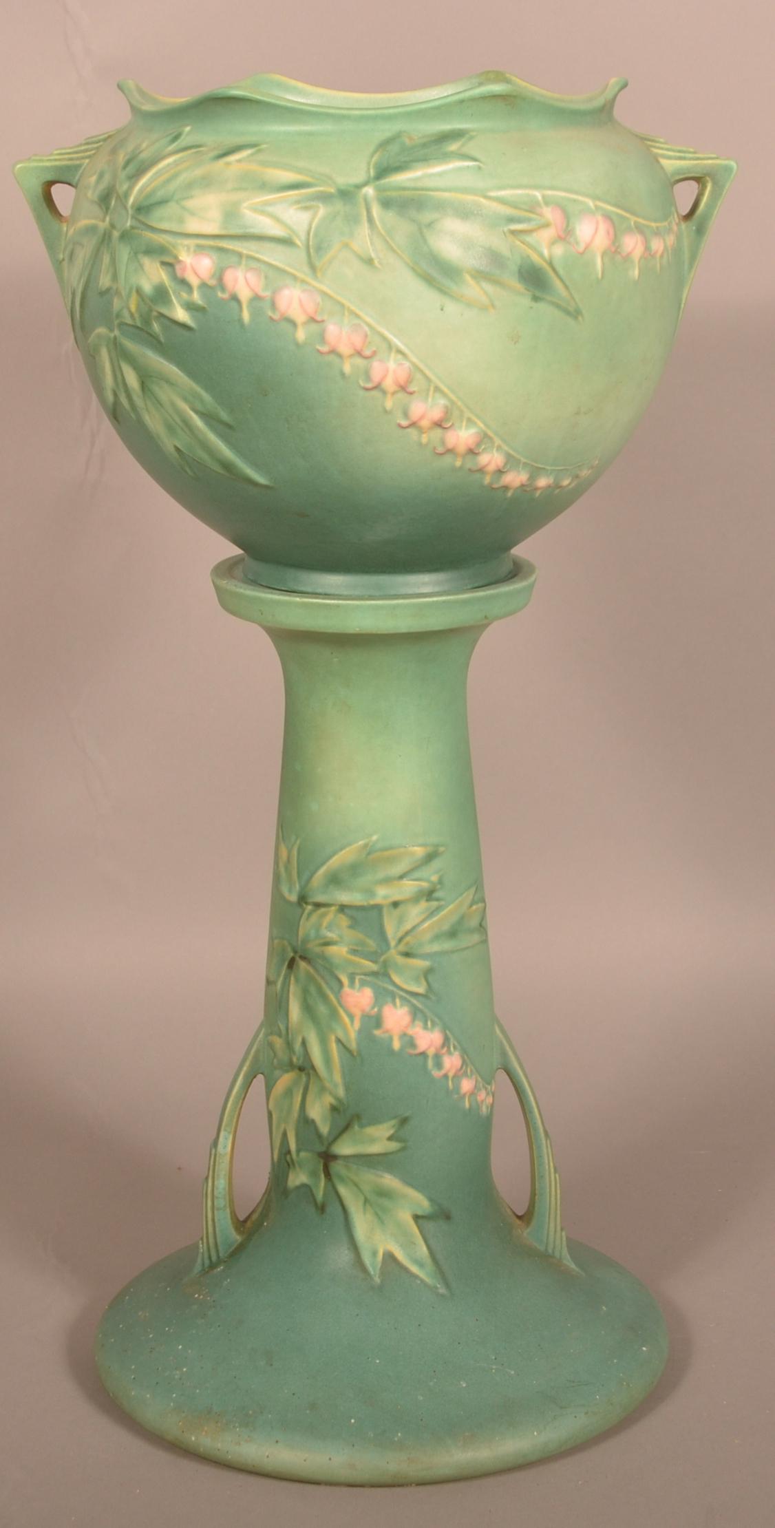 Roseville "Bleeding Heart" Jardiniere and Pedestal. (1 of 6)