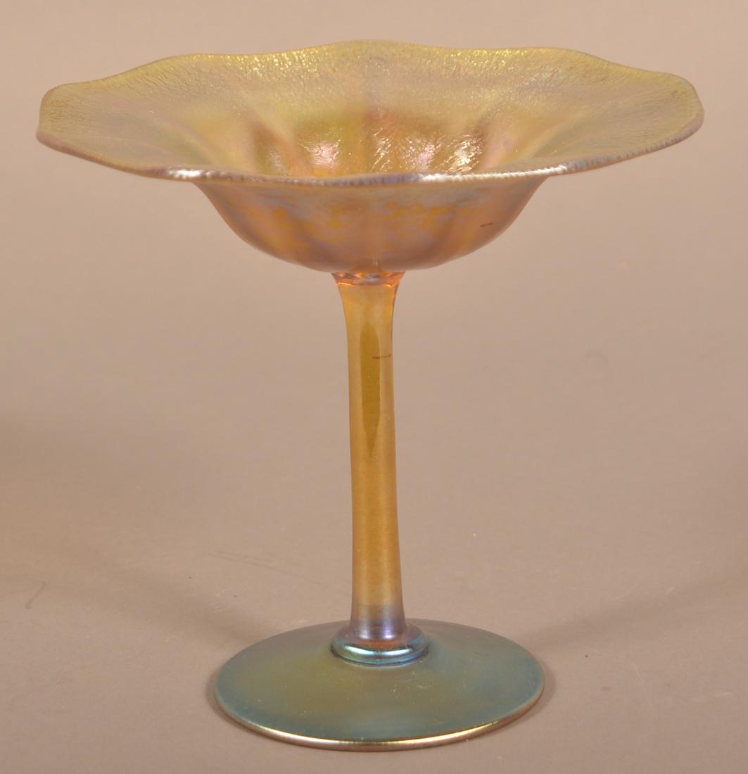 Tiffany Favrile Iridescent Art Glass Compote. (1 of 4)