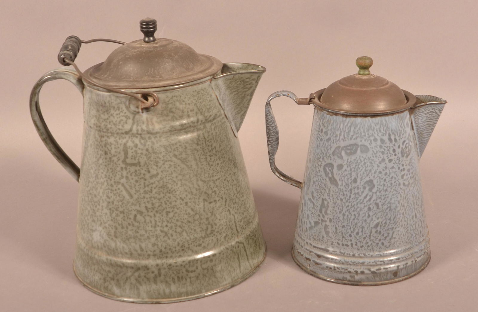 Gray Granite Ware Coffee Boiler and Coffee Pot. (1 of 4)
