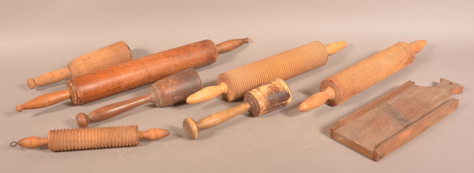 Eight Various Antique Wooden Kitchen Apparatuses. (1 of 1)