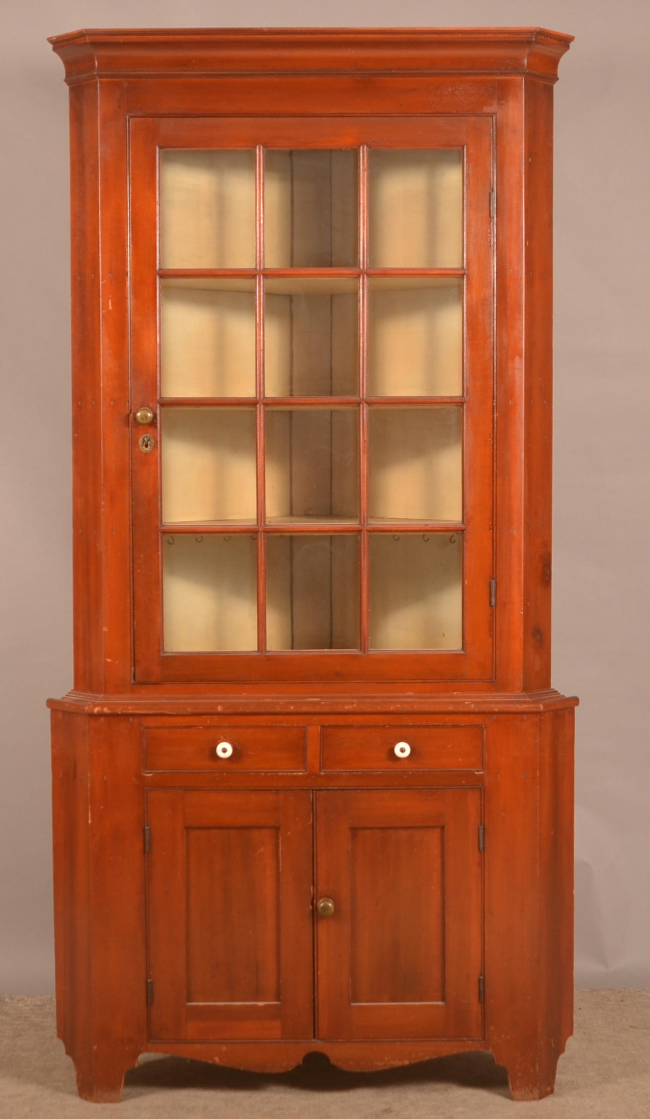 PA Federal Cherry 2-Part Corner Cupboard. (1 of 4)