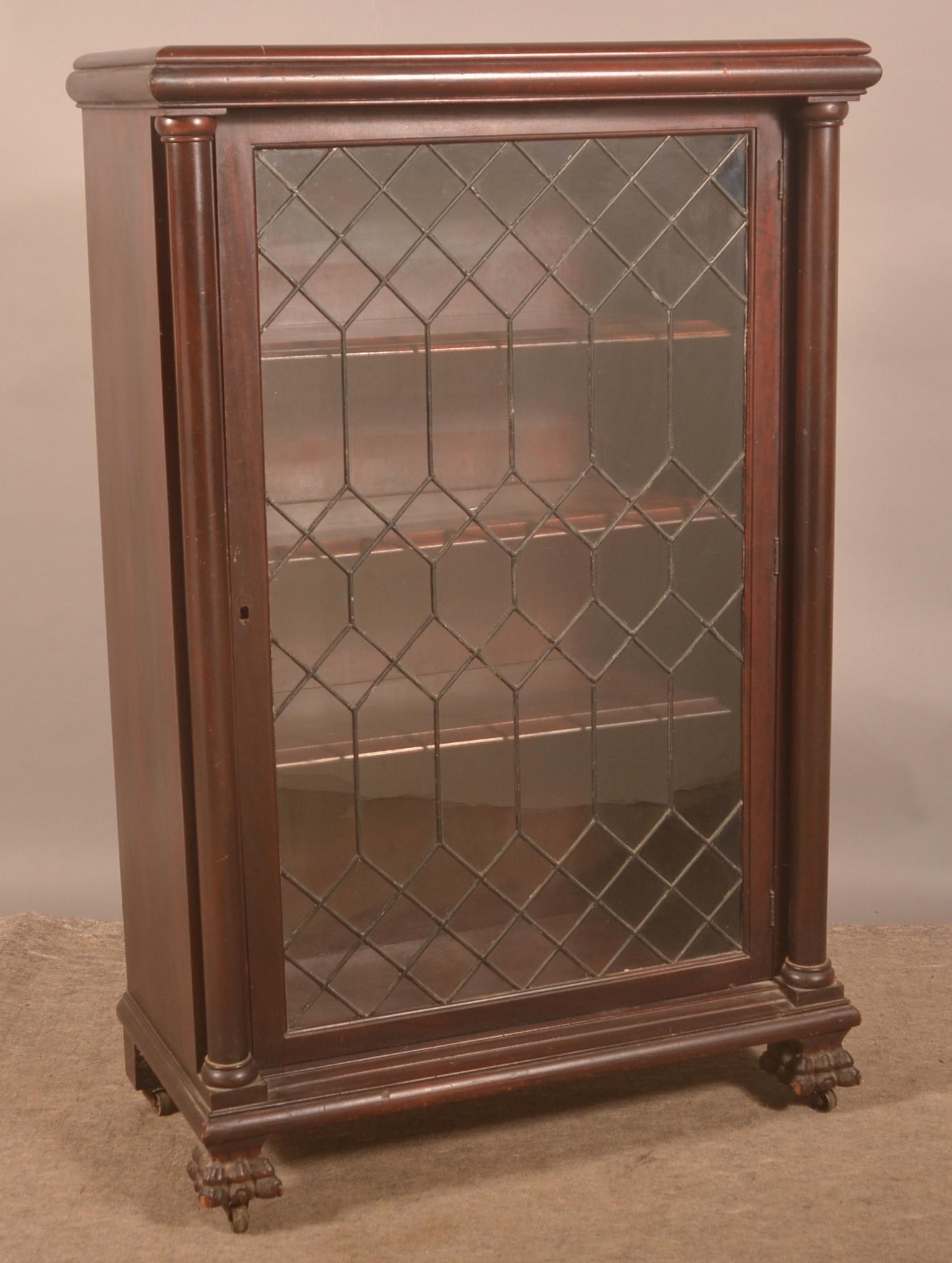 Antique Mahogany Bookcase with Leaded Glass Door. (1 of 4)