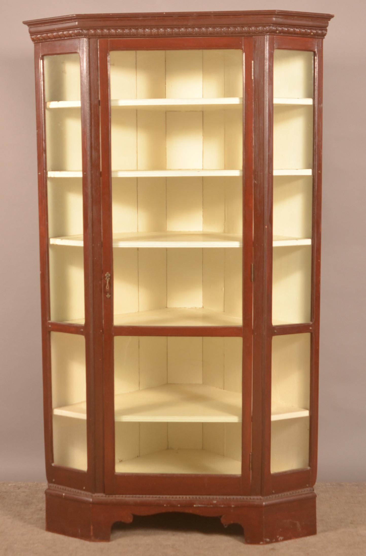 Victorian Mixed Wood Corner Curio Cabinet. (1 of 2)